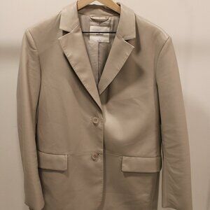 aritzia oversize leather blazer